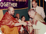 Honoured by Sri Vidhyadhiraja Swamiji of Partagali Matha